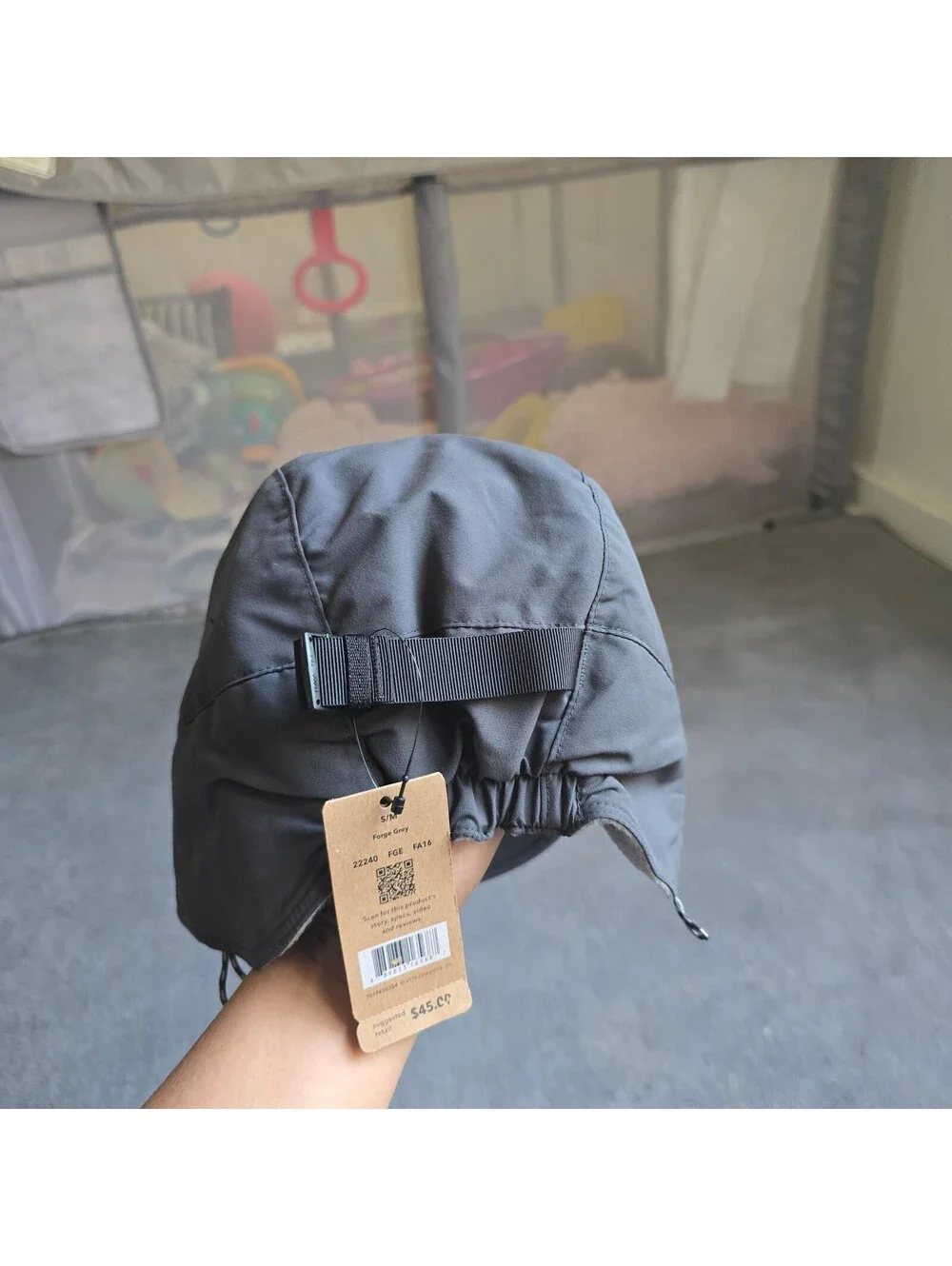 NWT Patagonia Earflap Cap Grey Fleece Lined Winter Hat 5-Panel